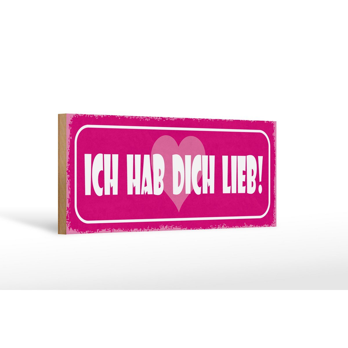 Holzschild Spruch 27x10cm Ich hab dich lieb Herz Deko - HalloGeschenk.de