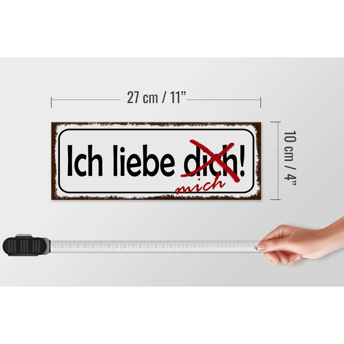 Holzschild Spruch 27x10cm Ich liebe dich mich Deko