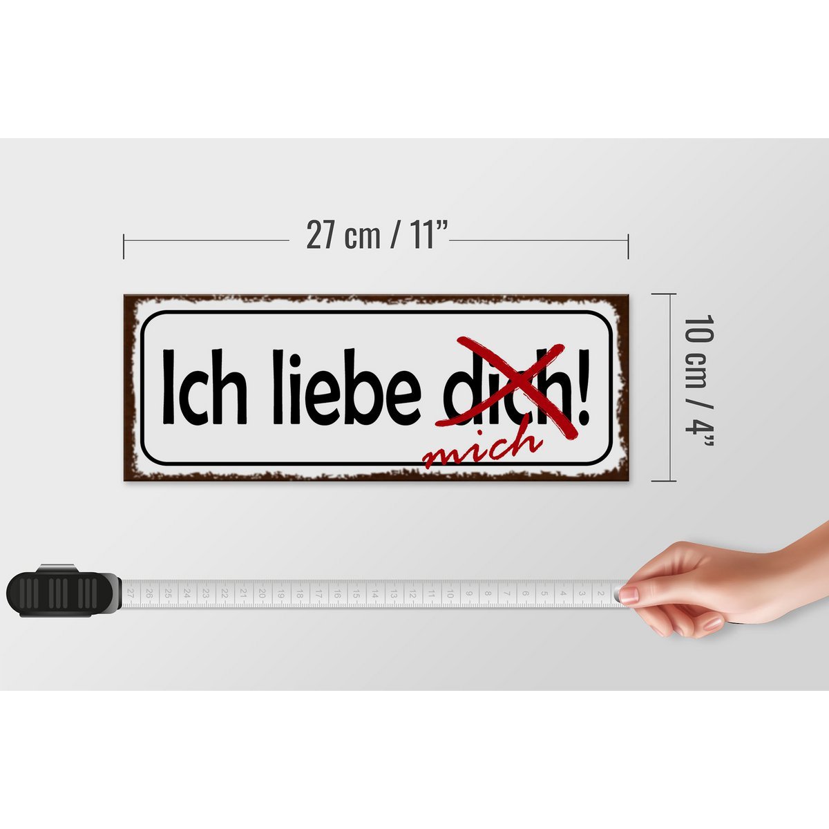 Holzschild Spruch 27x10cm Ich liebe dich mich Deko - HalloGeschenk.de