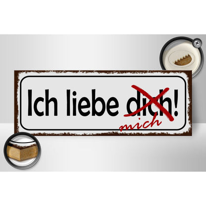 Holzschild Spruch 27x10cm Ich liebe dich mich Deko - HalloGeschenk.de