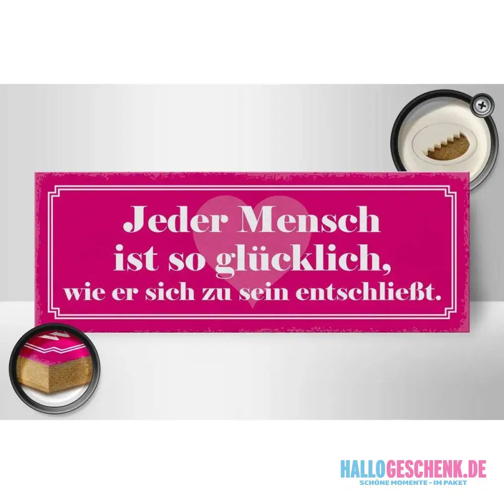 Holzschild Spruch 27x10cm Jeder Mensch ist so glücklich Deko