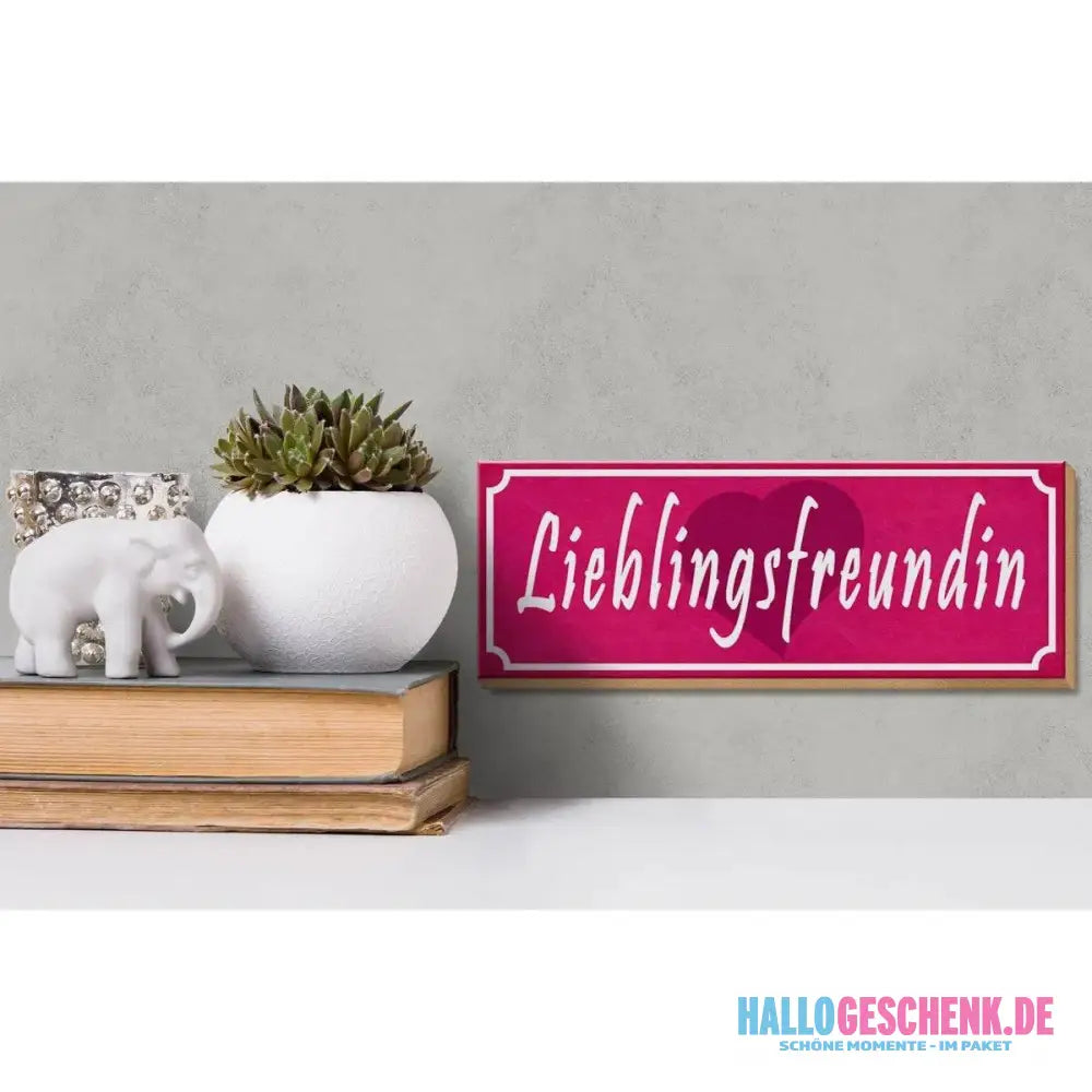 Holzschild Spruch 27x10cm Lieblingsfreundin Herz Geschenk