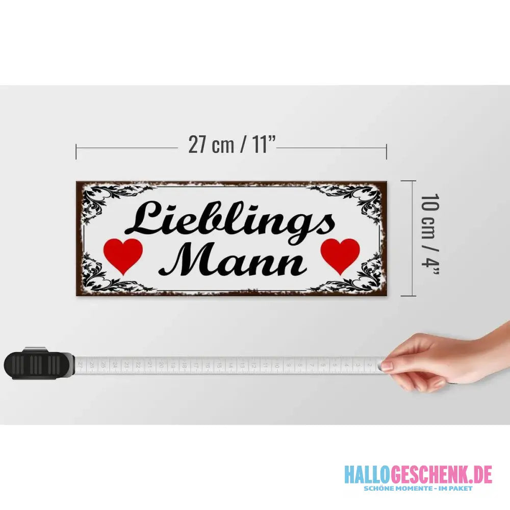Holzschild Spruch 27x10cm Lieblingsmann Herz Geschenk Deko