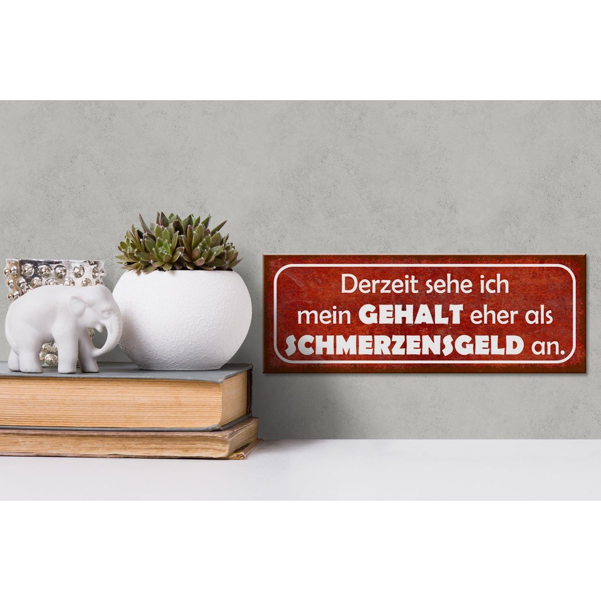 Holzschild Spruch 27x10cm Mein Gehalt eher Schmerzensgeld - HalloGeschenk.de