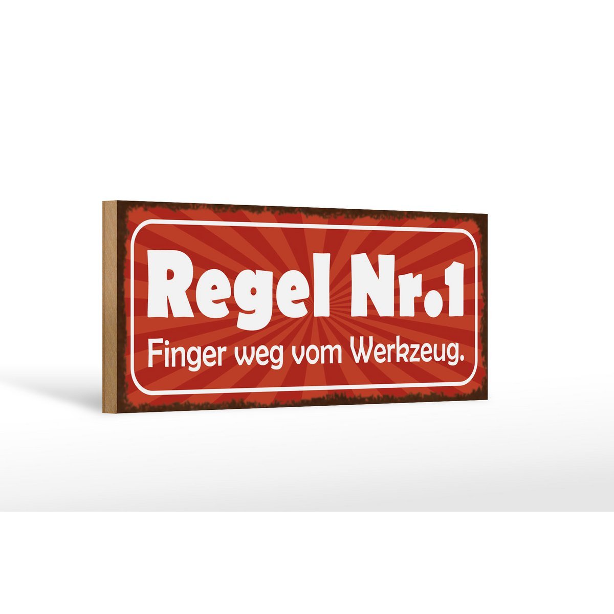 Holzschild Spruch 27x10cm Regel 1 Finger weg vom Werkzeug - HalloGeschenk.de