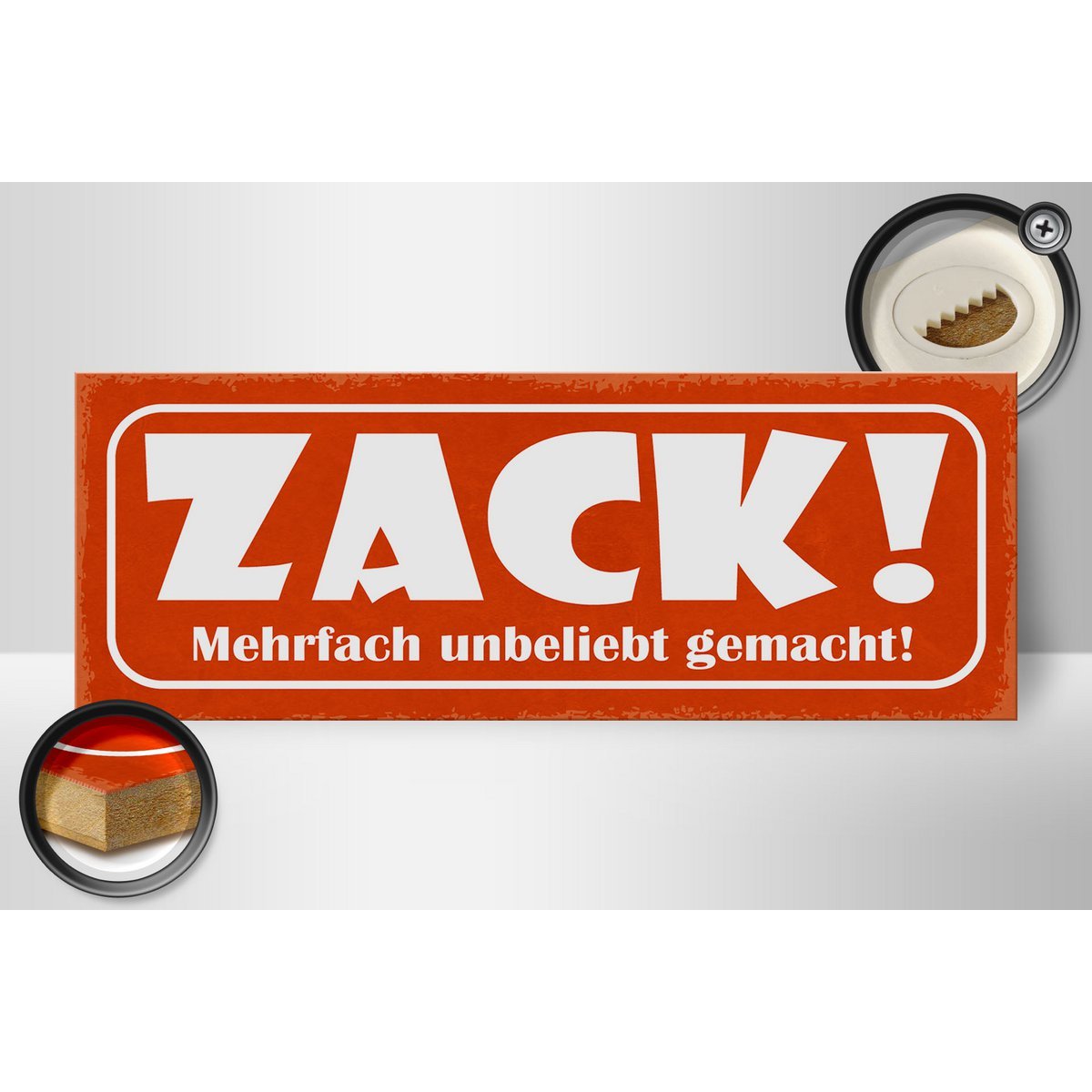 Holzschild Spruch 27x10cm Zack mehrfach unbeliebt gemacht - HalloGeschenk.de