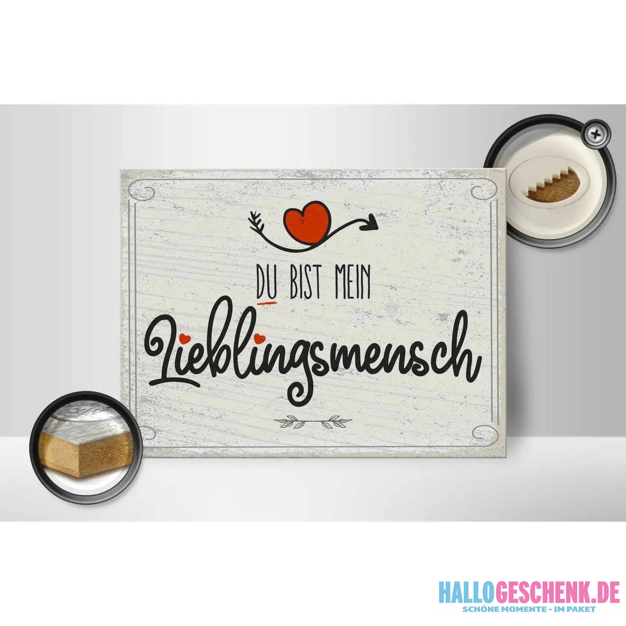 Holzschild Spruch 30x40cm Du bist mein Lieblingsmensch grau