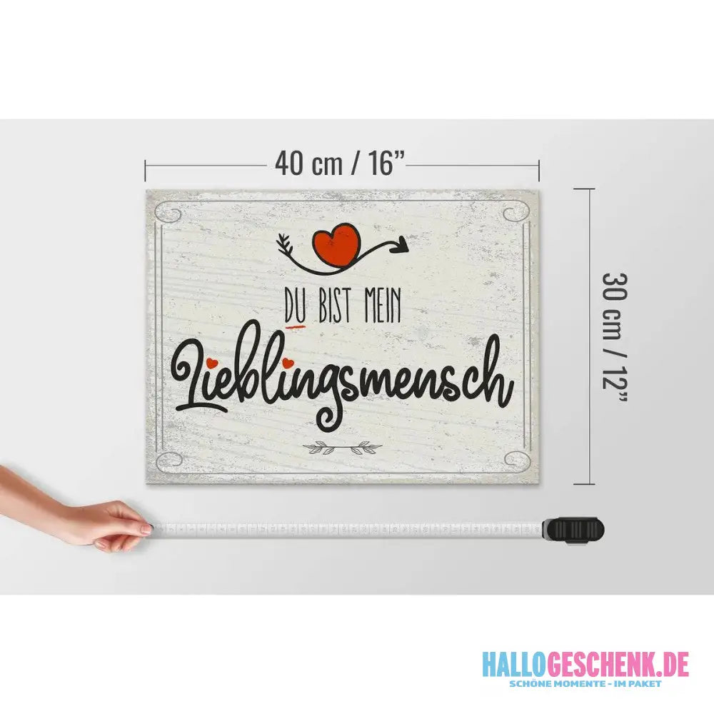 Holzschild Spruch 30x40cm Du bist mein Lieblingsmensch grau