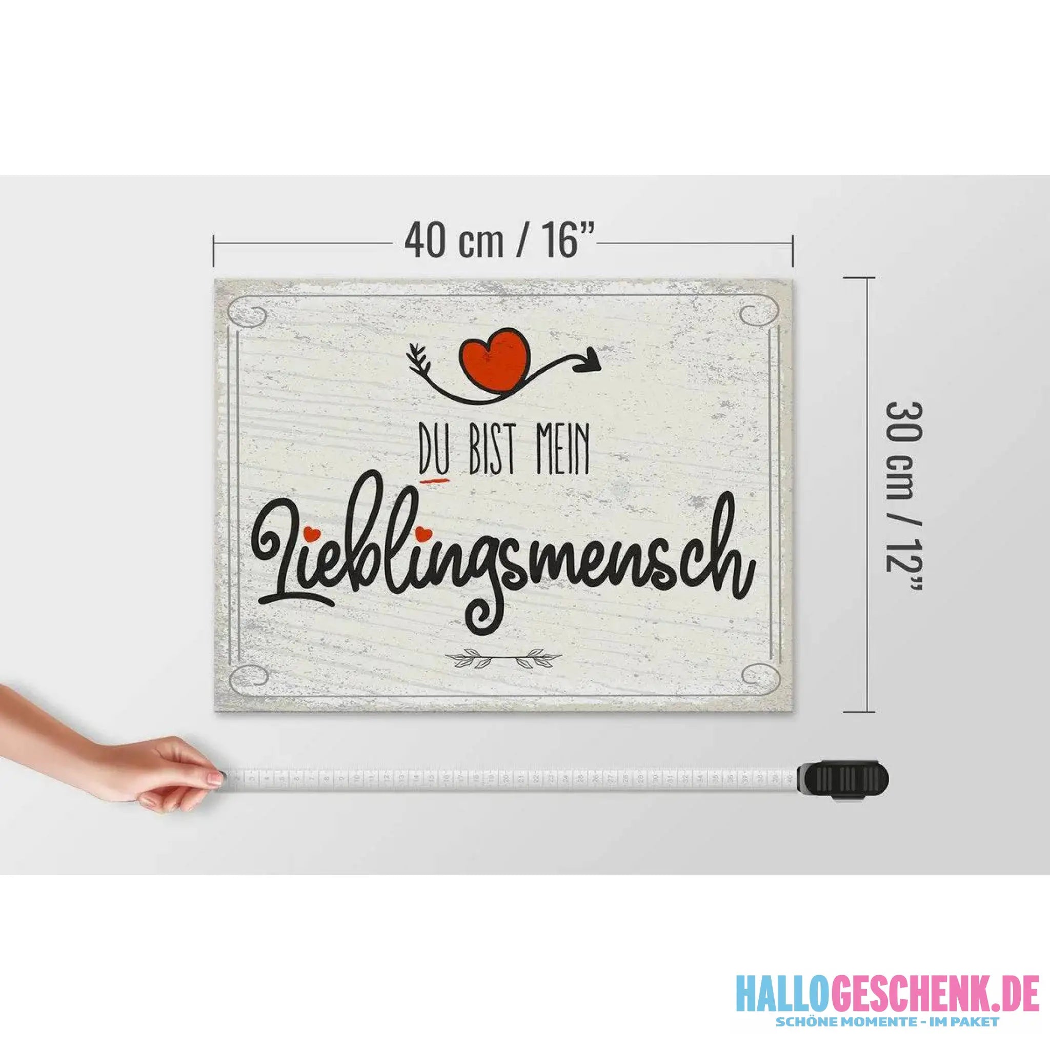 Holzschild Spruch 30x40cm Du bist mein Lieblingsmensch grau