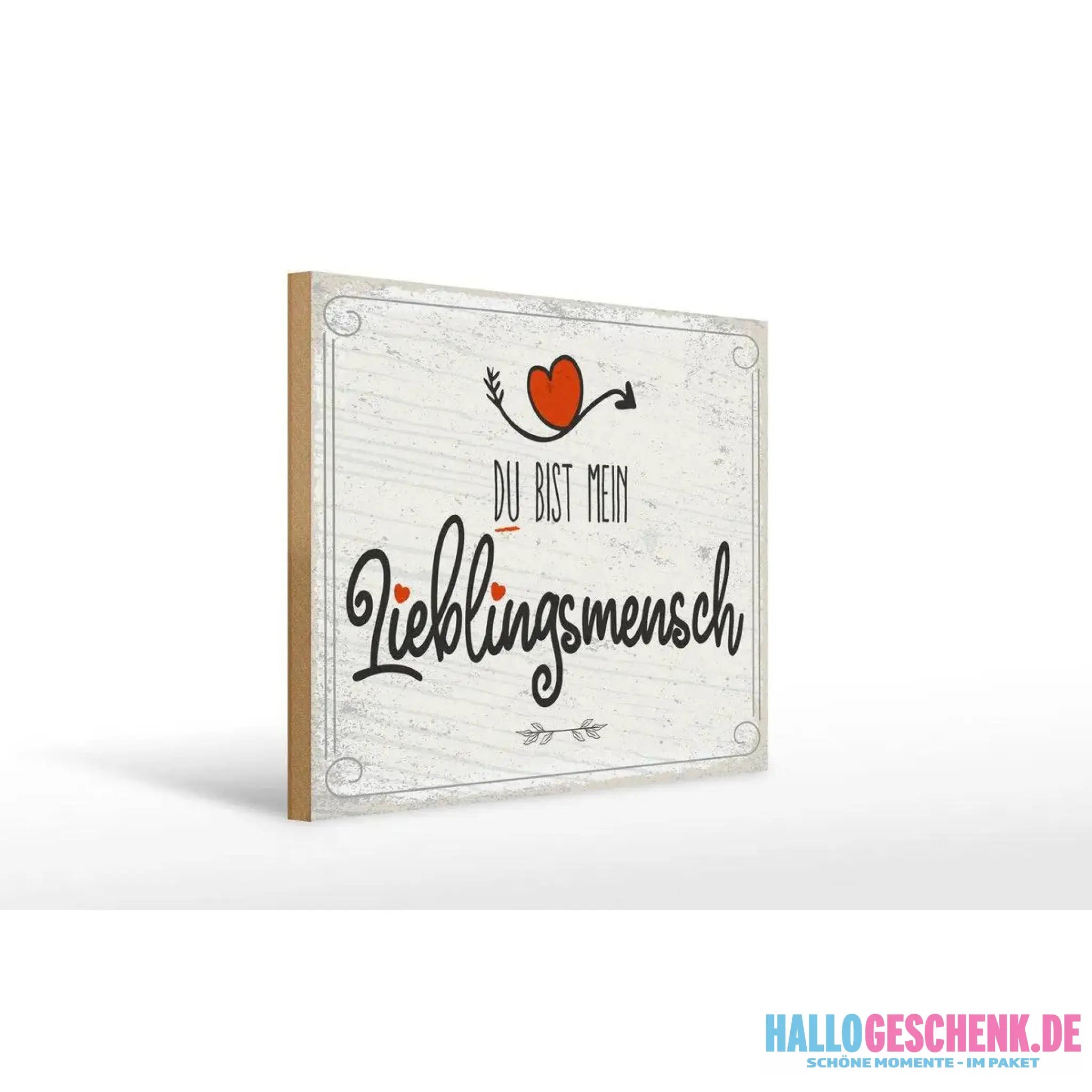 Holzschild Spruch 30x40cm Du bist mein Lieblingsmensch grau