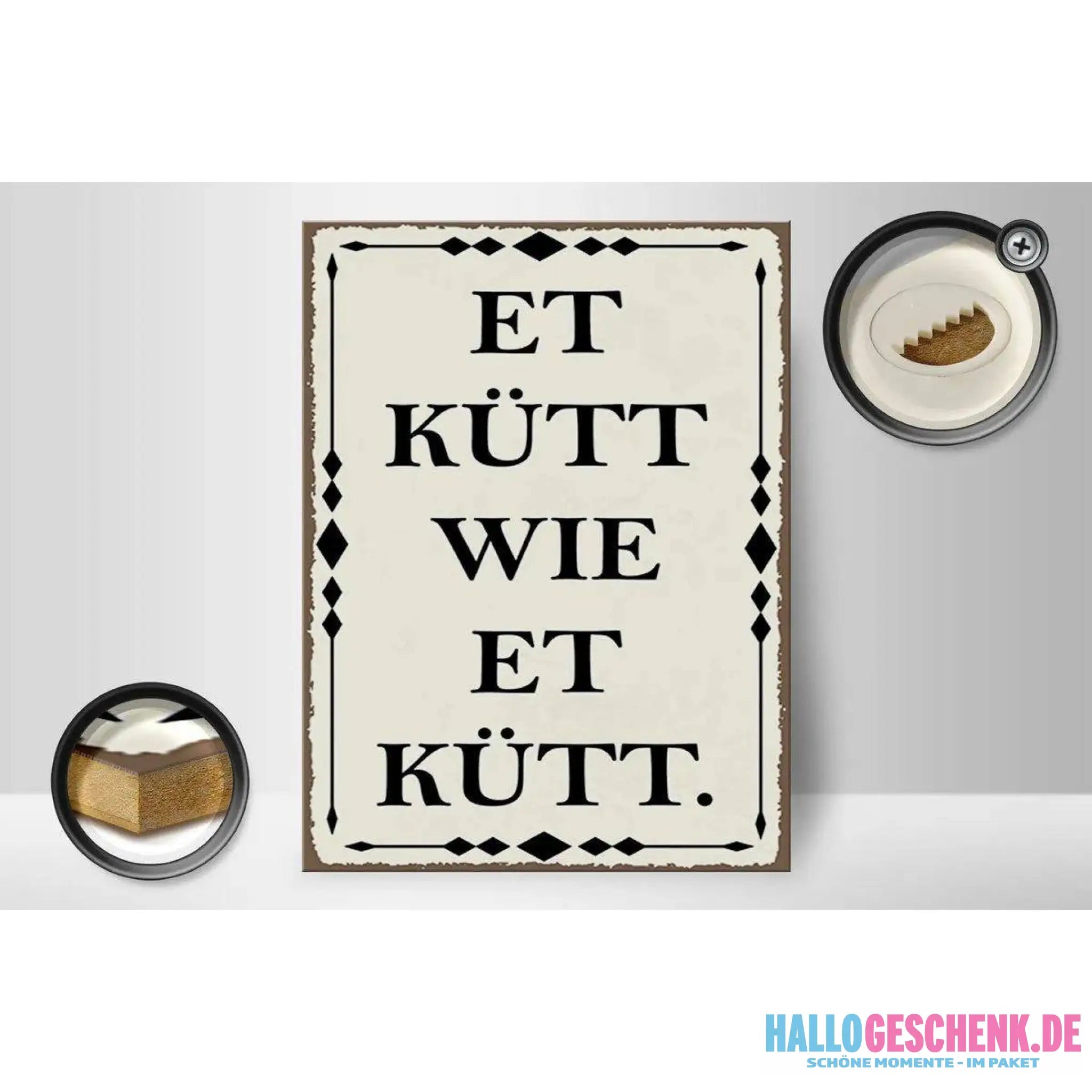 Holzschild Spruch 30x40cm Et kütt wie et kütt Kölscher Deko Schild
