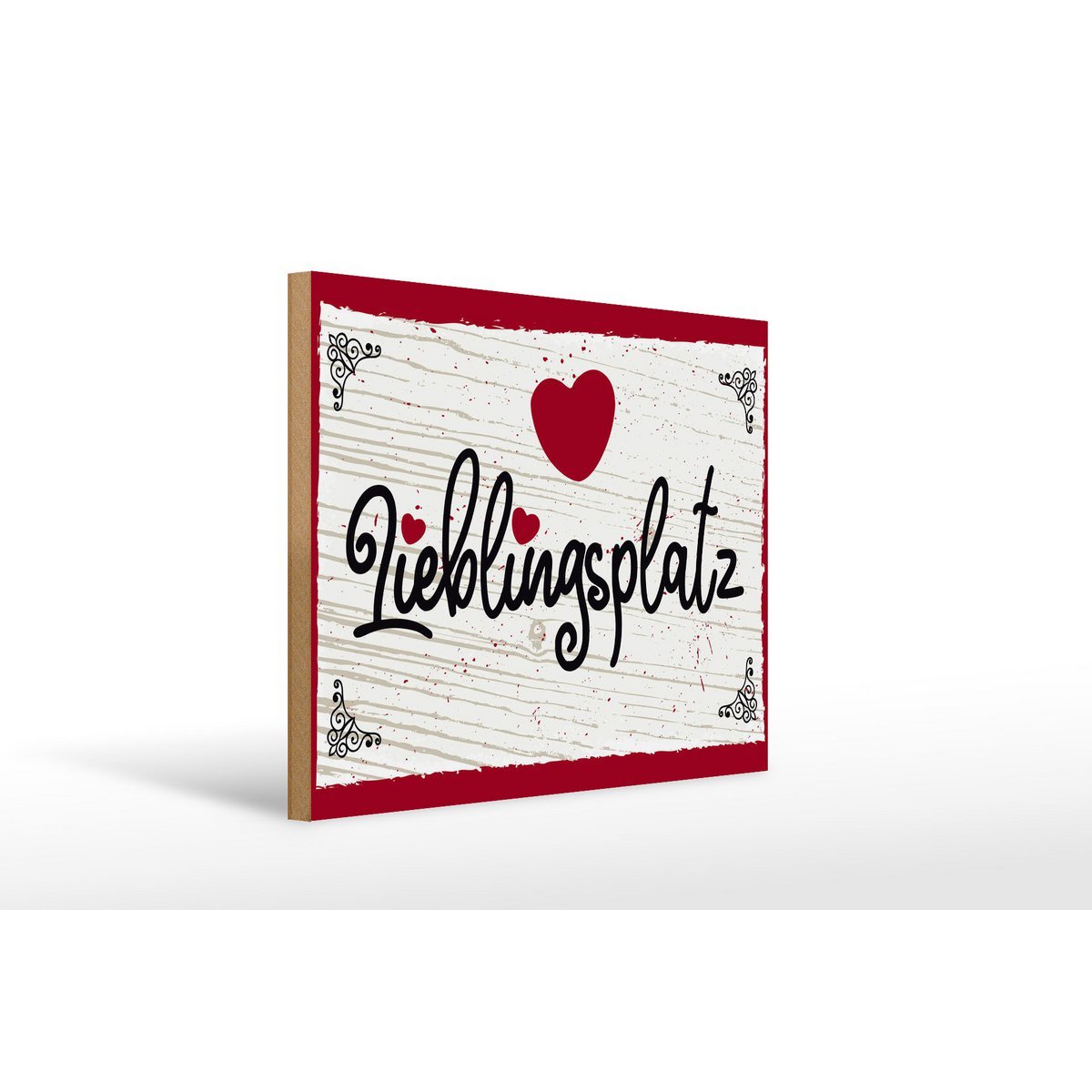 Holzschild Spruch 30x40cm Lieblingsplatz Herz rot - HalloGeschenk.de