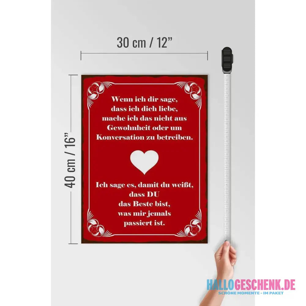 Holzschild Spruch 30x40cm wenn ich dir sage ich dich liebe