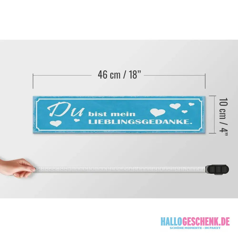 Holzschild Spruch 46x10cm Du bist mein Lieblingsgedanke Dekoration