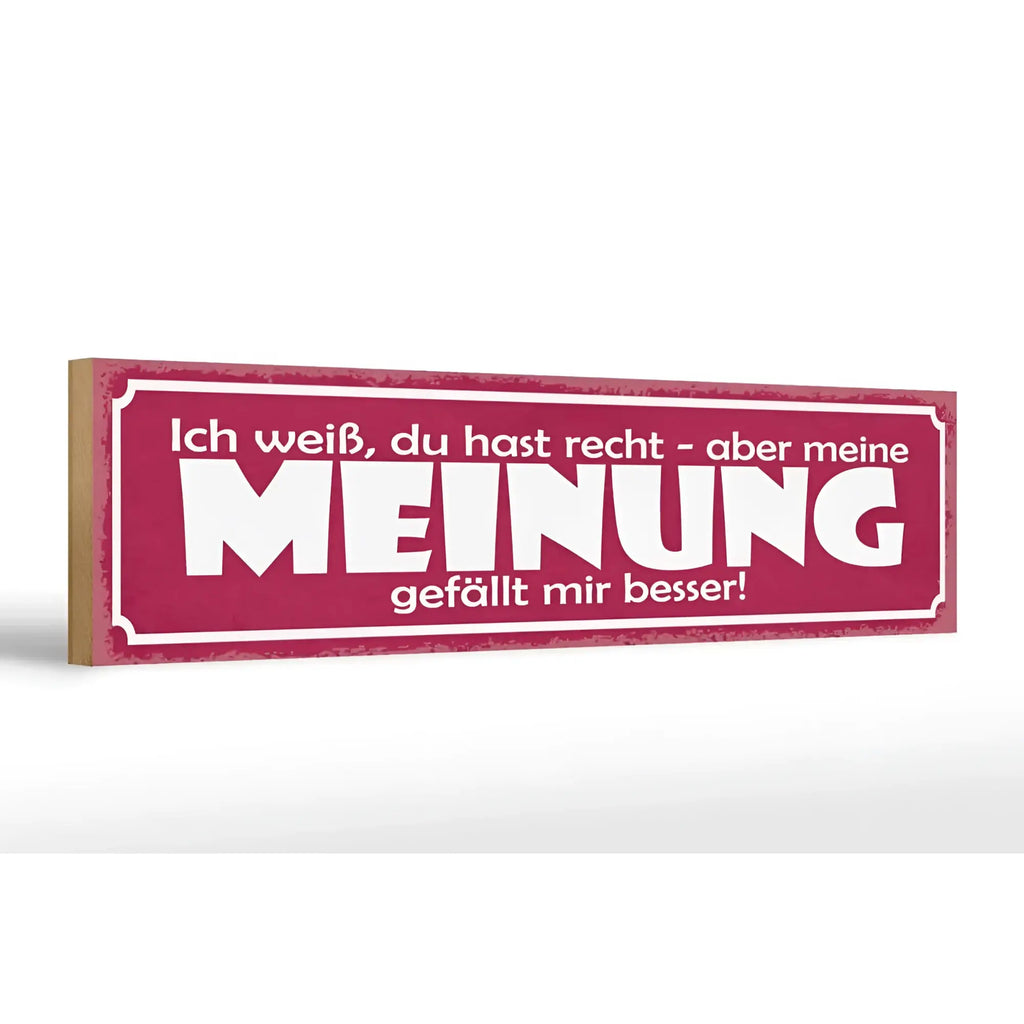 Ein rechteckiges holzschild 46x10cm mit distressed bordeaux finish und weißem text für wohnungsdeko