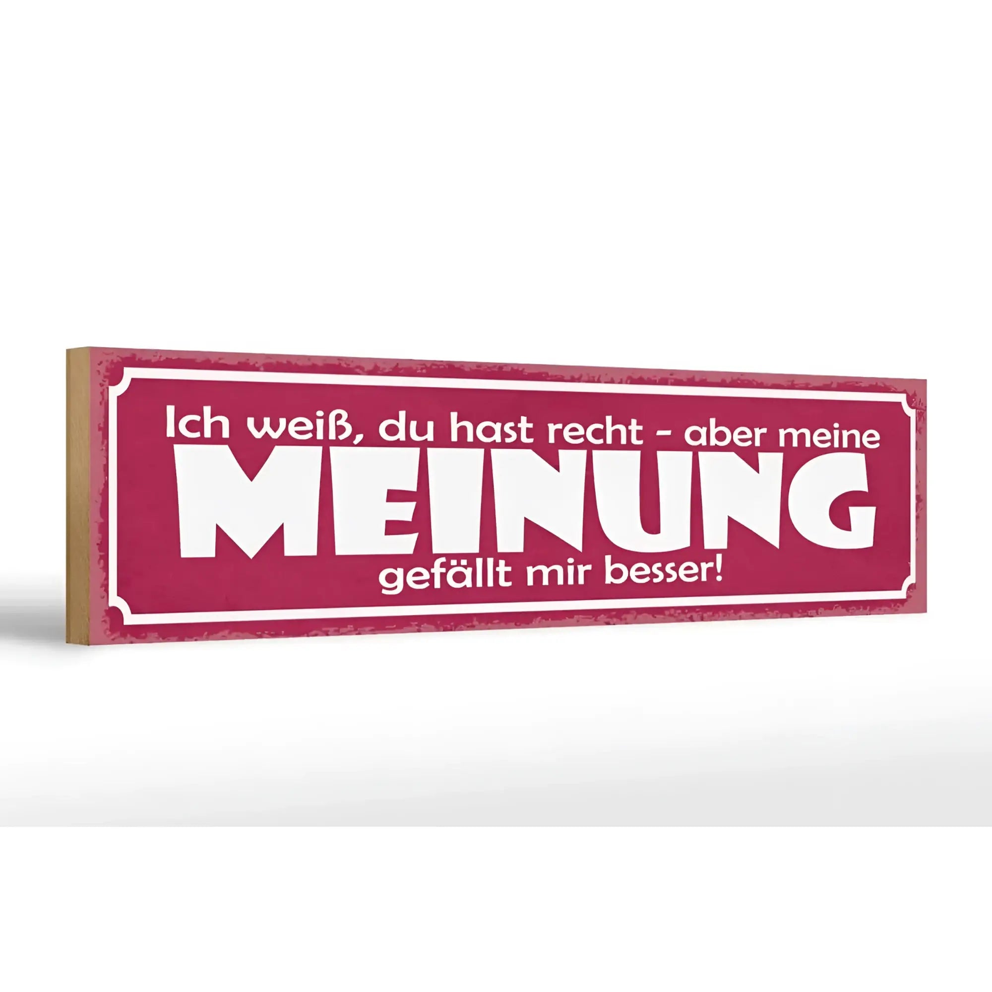 Ein rechteckiges holzschild 46x10cm mit distressed bordeaux finish und weißem text für wohnungsdeko