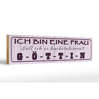 Rechteckiges holzschild 46x10cm mit rosa marmor hintergrund und lila schrift ich bin eine frau göttin deko