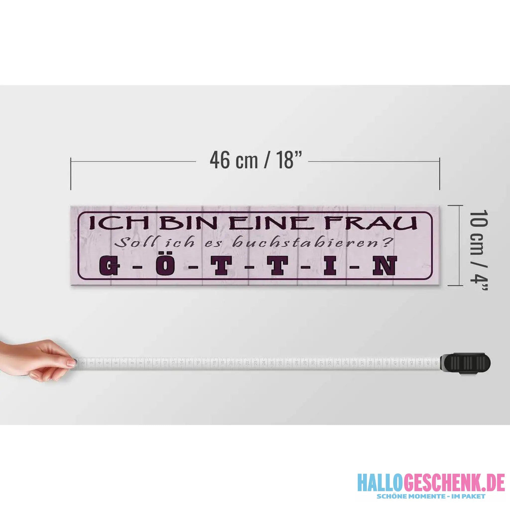 Holzschild Spruch 46x10cm Ich bin bin eine Frau Göttin Dekoration