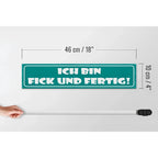 Petrolfarben hölzernes schild mit weißer fetter schrift ich bin fick und fertig 46x10 cm dekoration