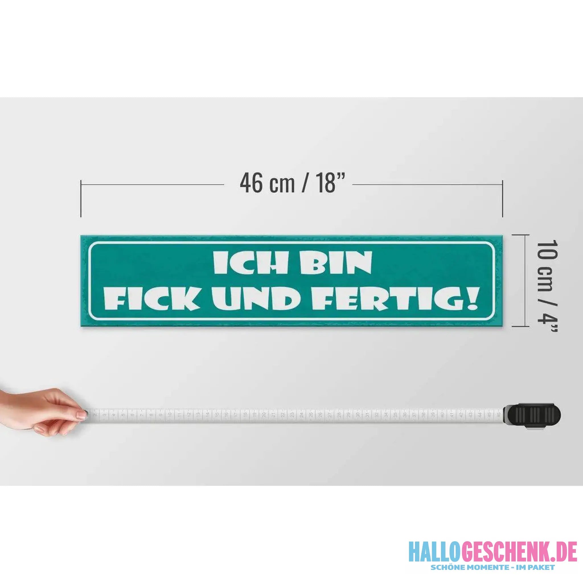 Holzschild Spruch 46x10cm Ich bin f**k und fertig Dekoration