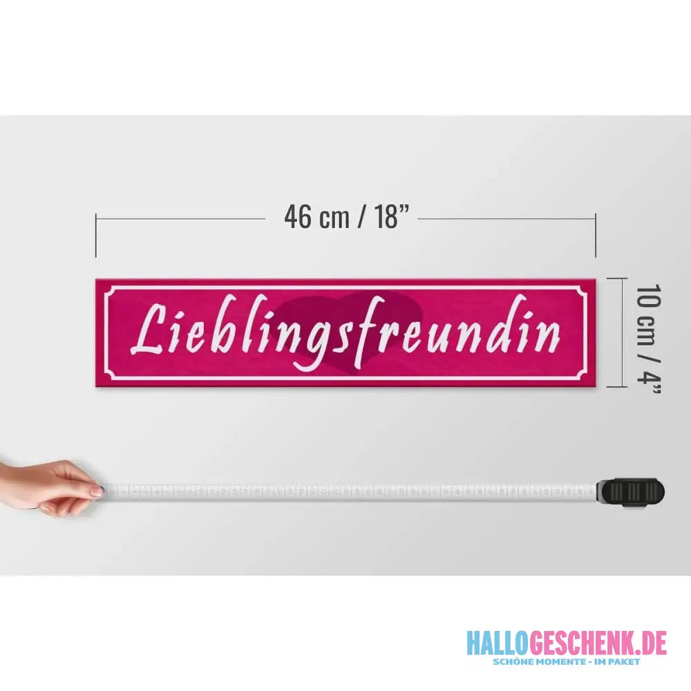 Holzschild Spruch 46x10cm Lieblingsfreundin Herz Geschenk Dekoration