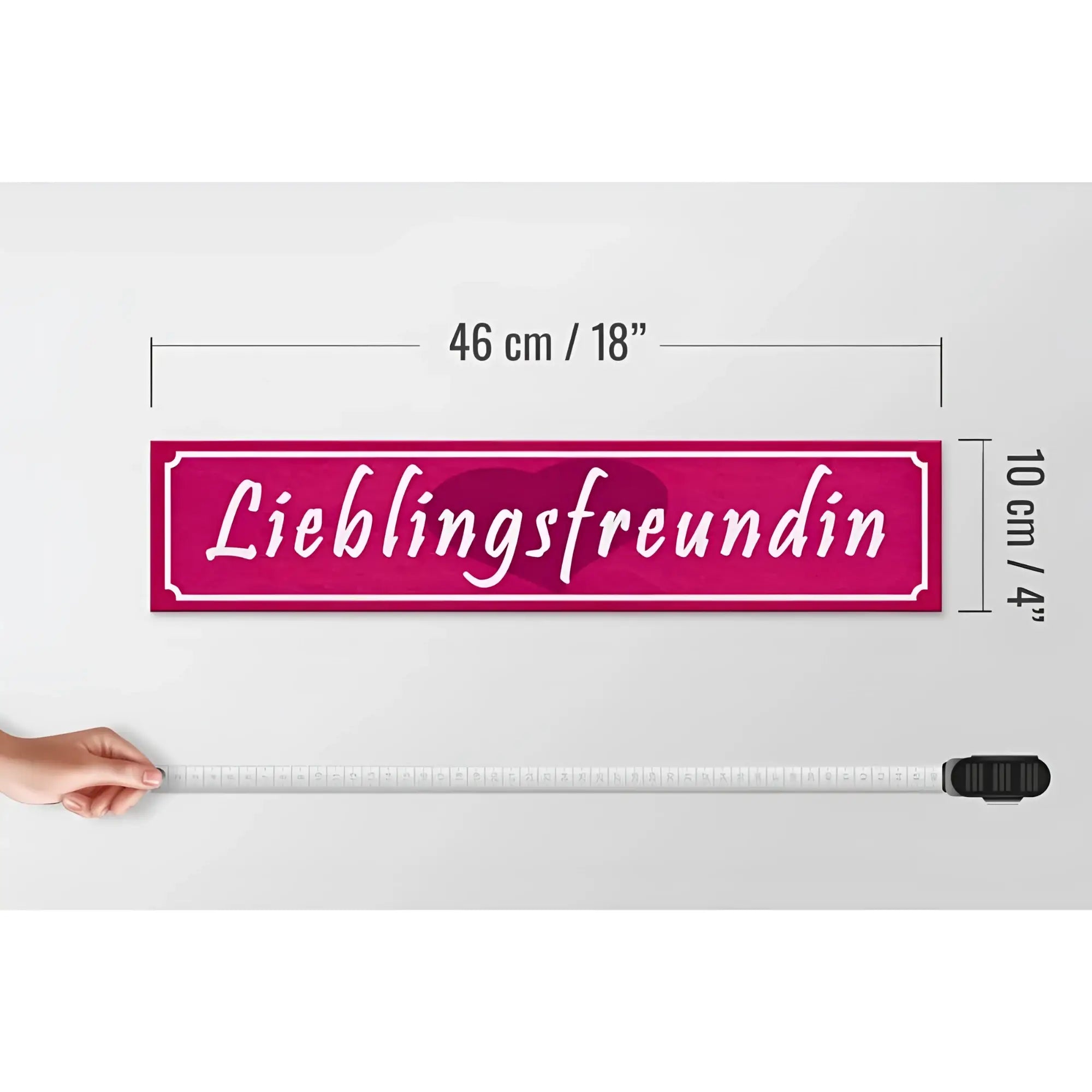 Holzschild 46x10cm in pink mit weißer schrift lieblingsfreundin herz geschenk und dekorative rahmen