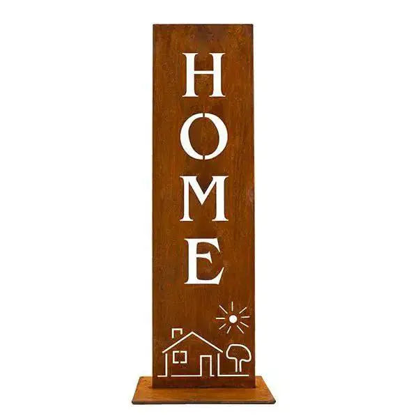 Home Deko Schild | Gartendeko Rost Ständer aus Metall