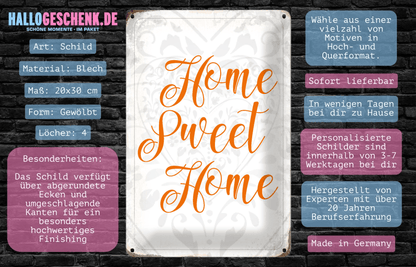 Home Sweet Home • Blechschild mit Motiv • 20x30 cm Hochformat - HalloGeschenk.de
