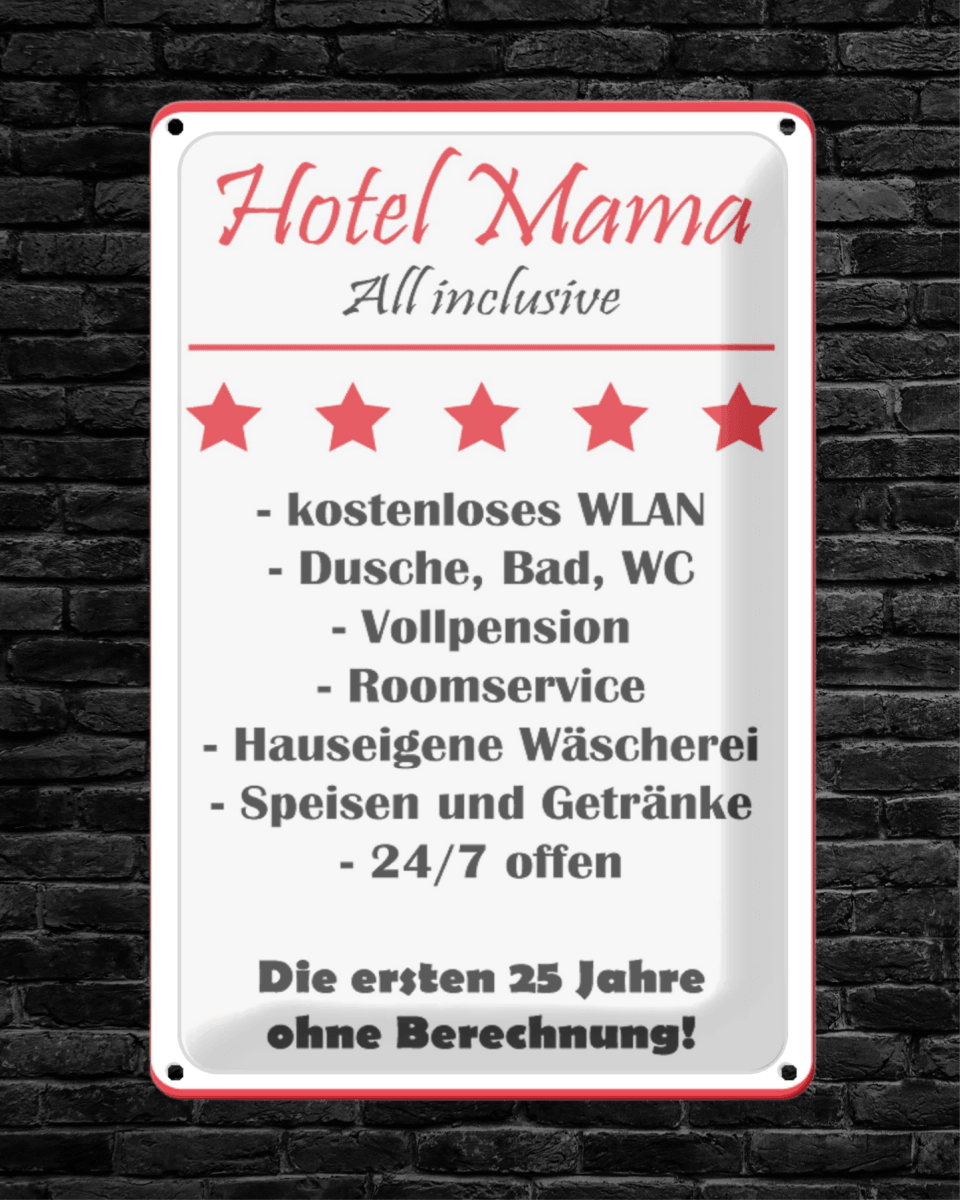 Hotel Mama • Blechschild mit Motiv • 20x30 cm Hochformat - HalloGeschenk.de