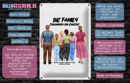 Huge Familien Designer • Blechschild • 20x30 cm • Hochformat - HalloGeschenk.de