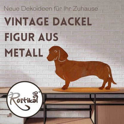 Hund | Edelrost Dackel Waldi | Tierfigur aus rostigen Metall von HalloGeschenk.de