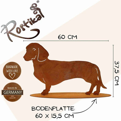 Hund | Edelrost Dackel Waldi | Tierfigur aus rostigen Metall von HalloGeschenk.de