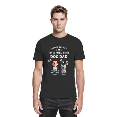 Schwarzes baumwolltshirt mit grafikprint aus cartoonfiguren und individuellem textelement aus der hunde-mama papa kollektion
