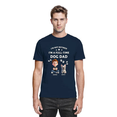 Marine blaue baumwoll t shirt mit weißem print aus der hunde mama papa collection mit personalisierten figuren