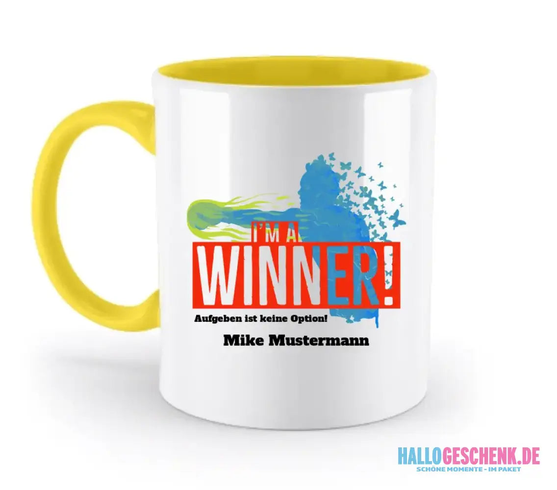 I´M A WINNER • zweifarbige Tasse • Exklusivdesign • personalisiert