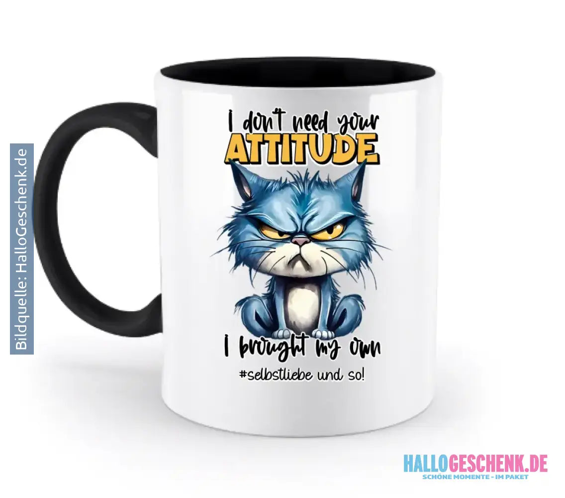 Ich brauche deine Meinung nicht - ich habe meine eigene • Katze • zweifarbige Tasse • Exklusivdesign • personalisiert