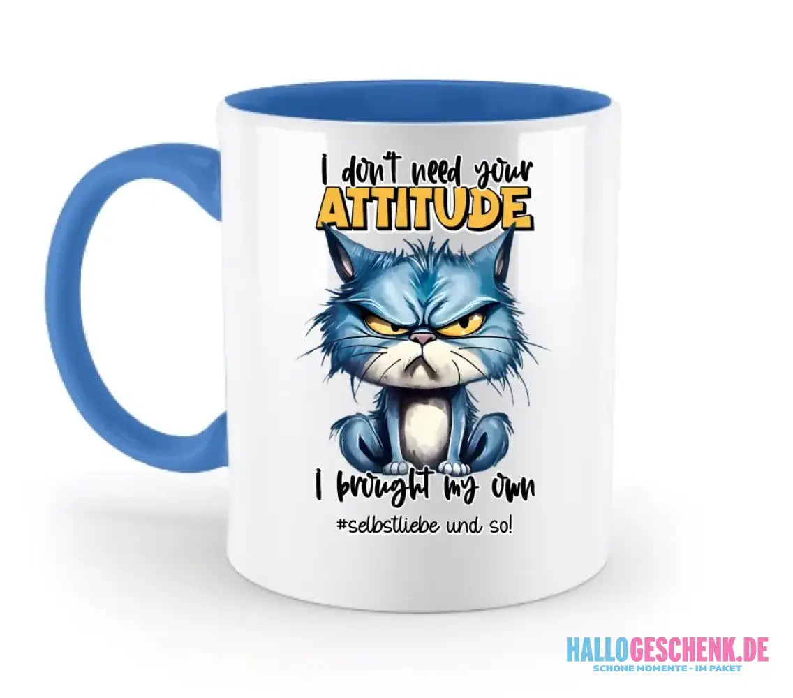 Ich brauche deine Meinung nicht - ich habe meine eigene • Katze • zweifarbige Tasse • Exklusivdesign • personalisiert