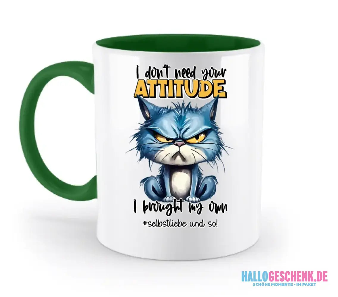Ich brauche deine Meinung nicht - ich habe meine eigene • Katze • zweifarbige Tasse • Exklusivdesign • personalisiert