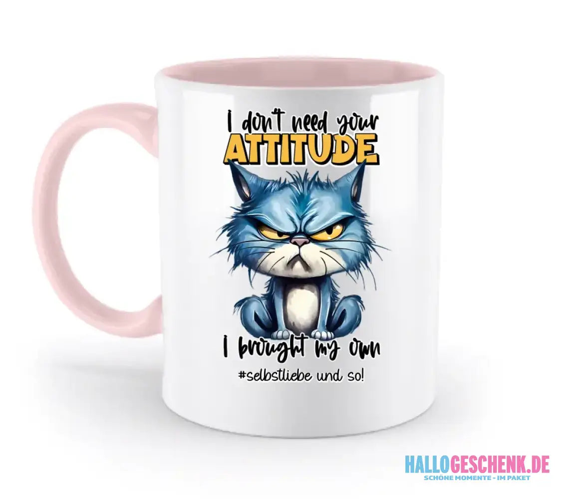 Ich brauche deine Meinung nicht - ich habe meine eigene • Katze • zweifarbige Tasse • Exklusivdesign • personalisiert