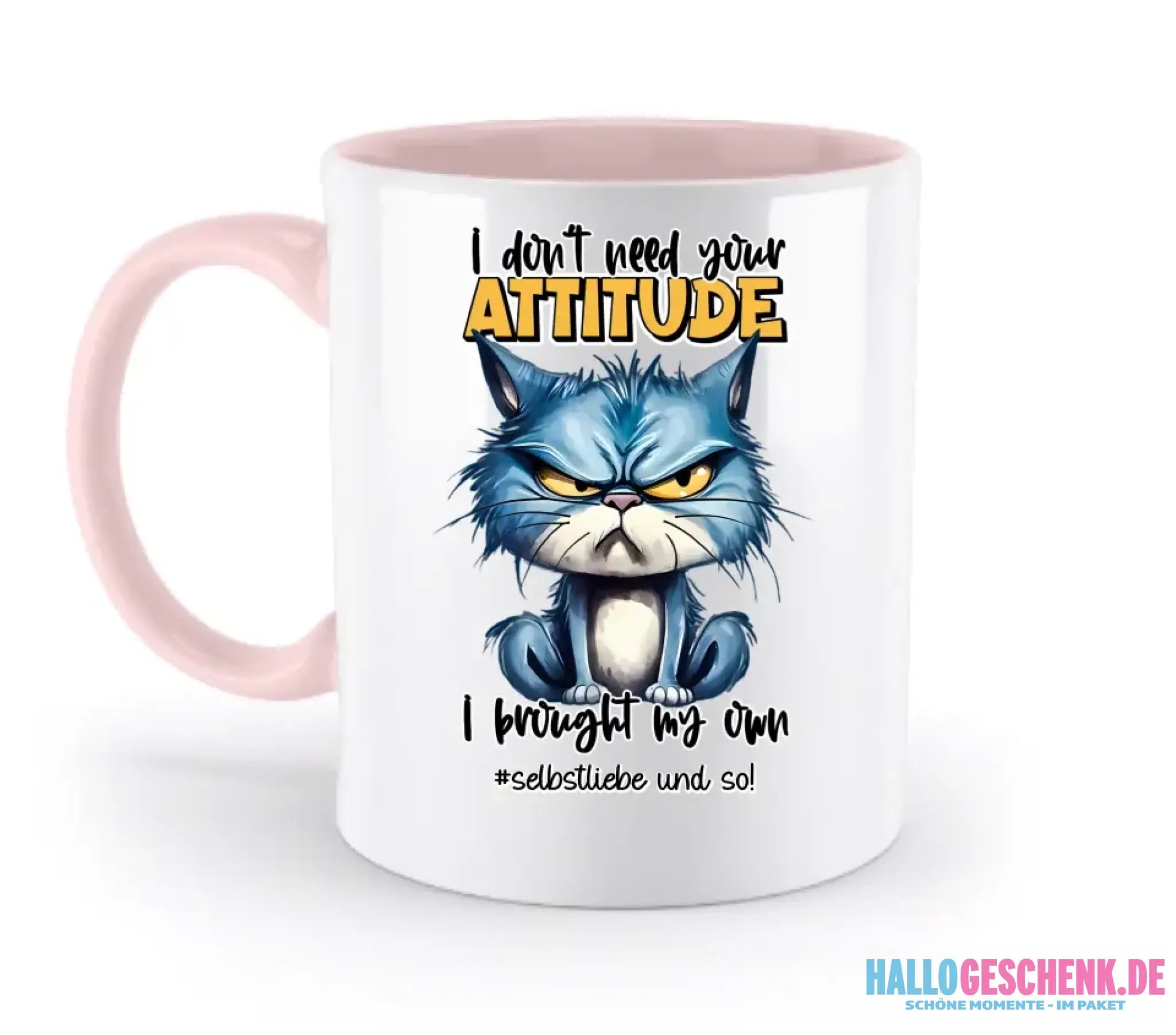 Ich brauche deine Meinung nicht - ich habe meine eigene • Katze • zweifarbige Tasse • Exklusivdesign • personalisiert