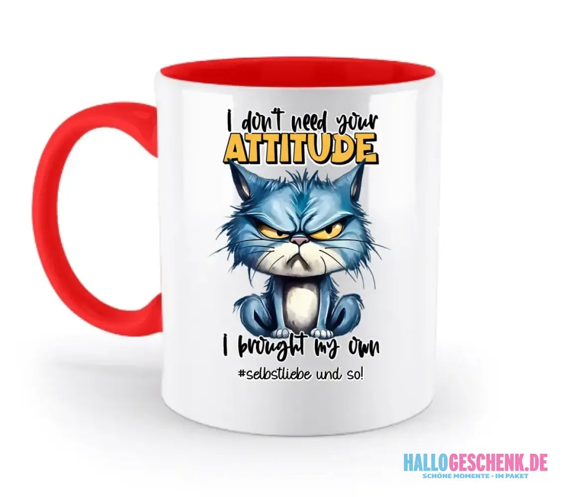 Ich brauche deine Meinung nicht - ich habe meine eigene • Katze • zweifarbige Tasse • Exklusivdesign • personalisiert