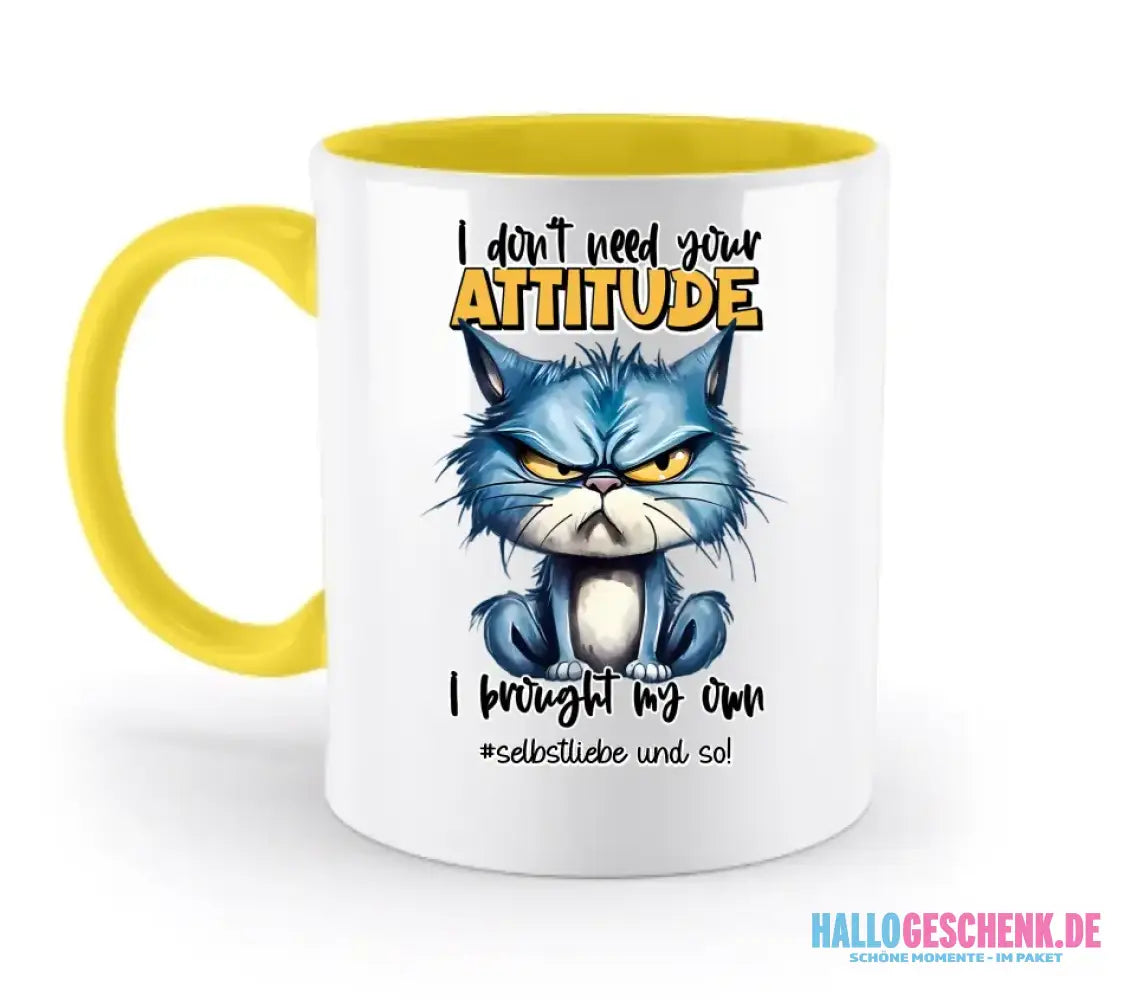Ich brauche deine Meinung nicht - ich habe meine eigene • Katze • zweifarbige Tasse • Exklusivdesign • personalisiert