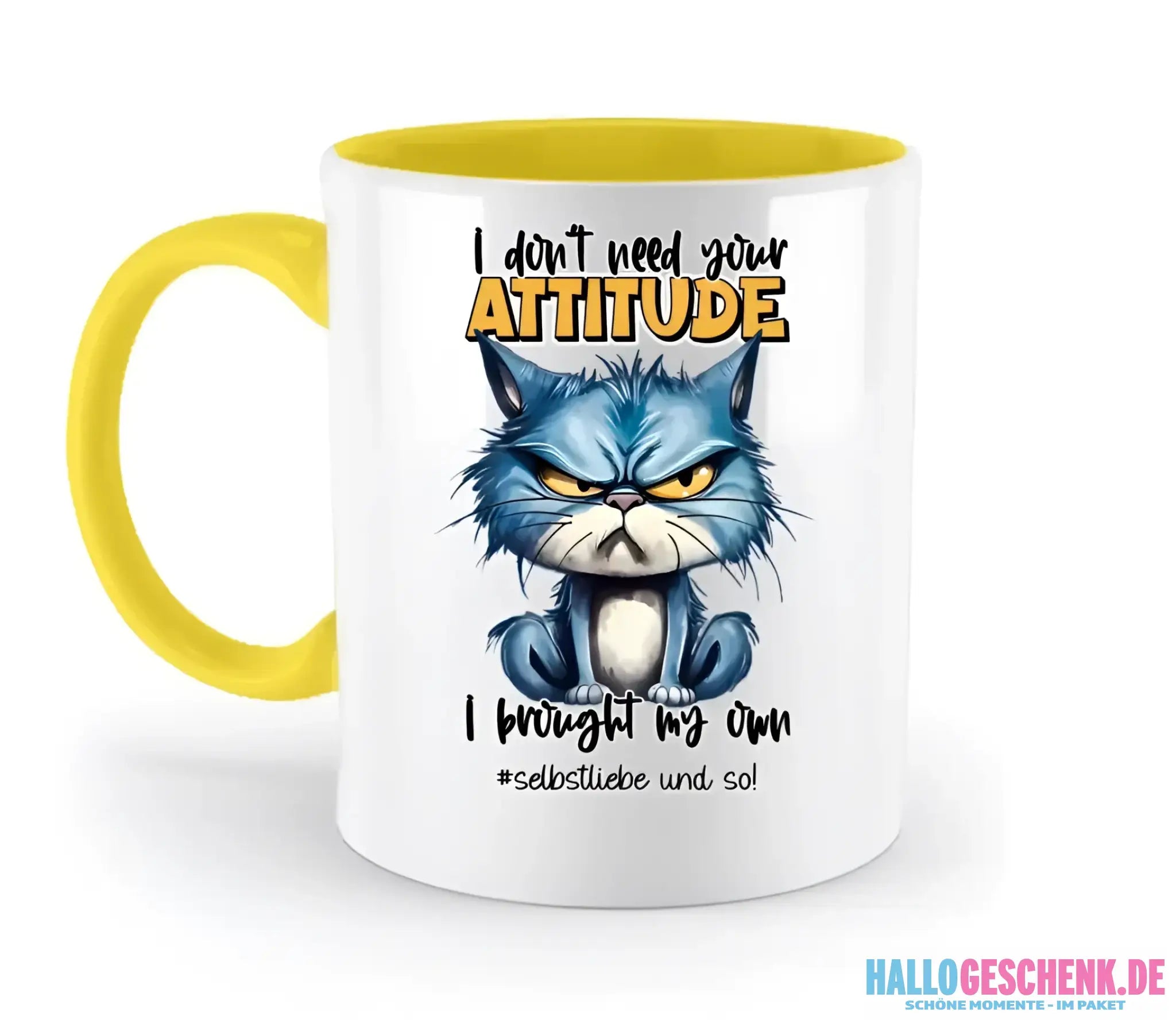 Ich brauche deine Meinung nicht - ich habe meine eigene • Katze • zweifarbige Tasse • Exklusivdesign • personalisiert