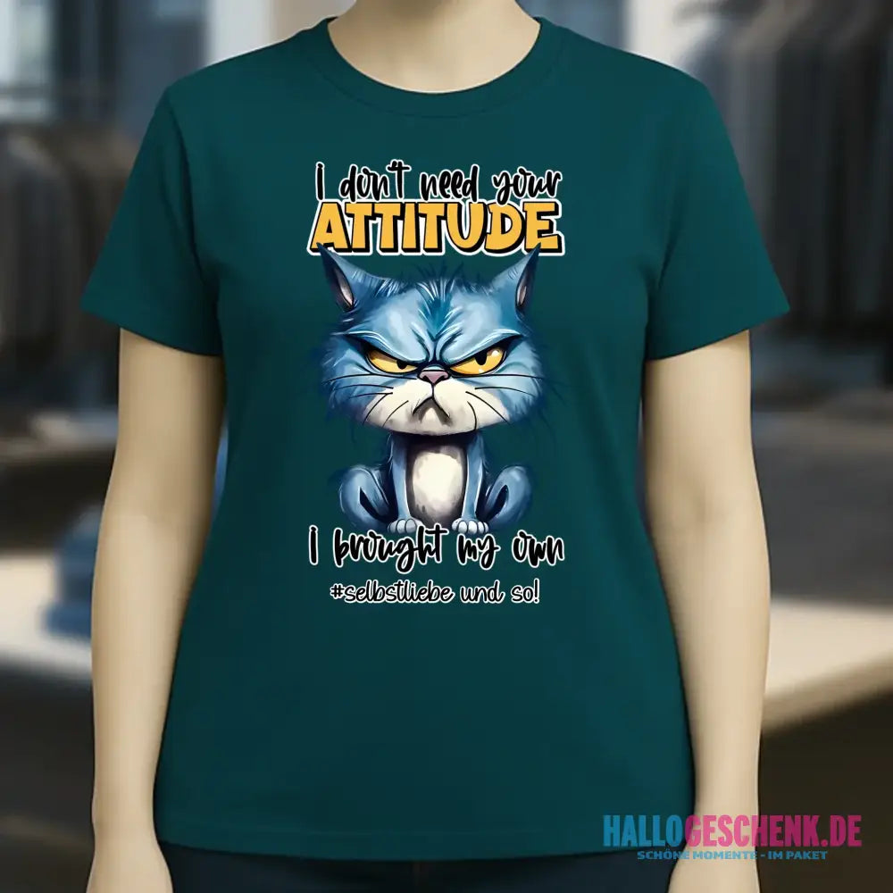 Ich brauche deine Meinung nicht - ich habe meine eigene • Katze • Ladies Premium T-Shirt XS-2XL aus Bio-Baumwolle für Damen • Exklusivdesign • personalisiert