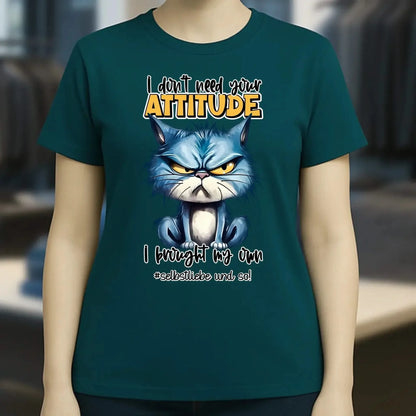 Ich brauche deine Meinung nicht - ich habe meine eigene • Katze • Ladies Premium T-Shirt XS-2XL aus Bio-Baumwolle für Damen • Exklusivdesign • personalisiert