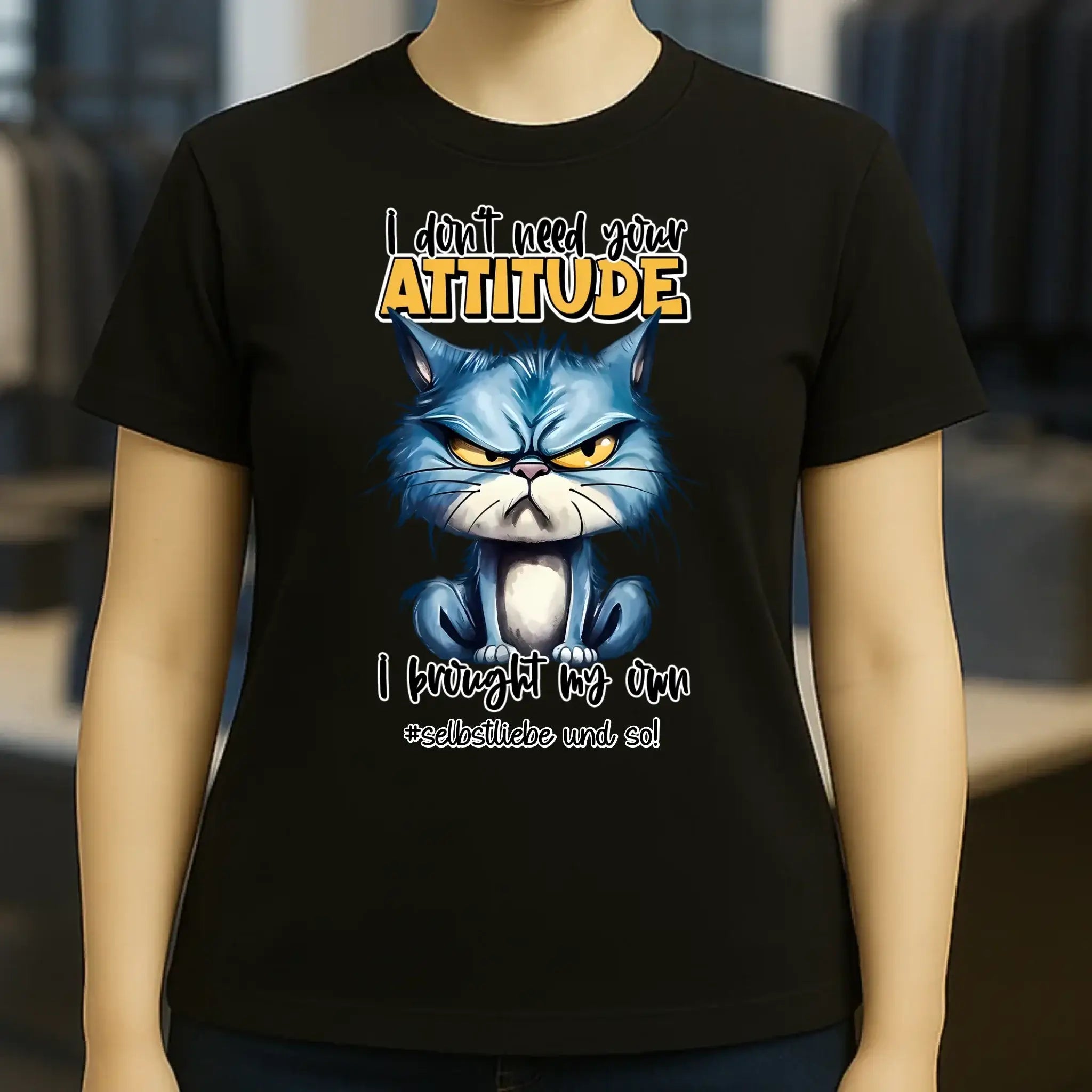 Ich brauche deine Meinung nicht - ich habe meine eigene • Katze • Ladies Premium T-Shirt XS-2XL aus Bio-Baumwolle für Damen • Exklusivdesign • personalisiert