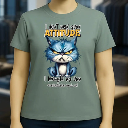 Ich brauche deine Meinung nicht - ich habe meine eigene • Katze • Ladies Premium T-Shirt XS-2XL aus Bio-Baumwolle für Damen • Exklusivdesign • personalisiert