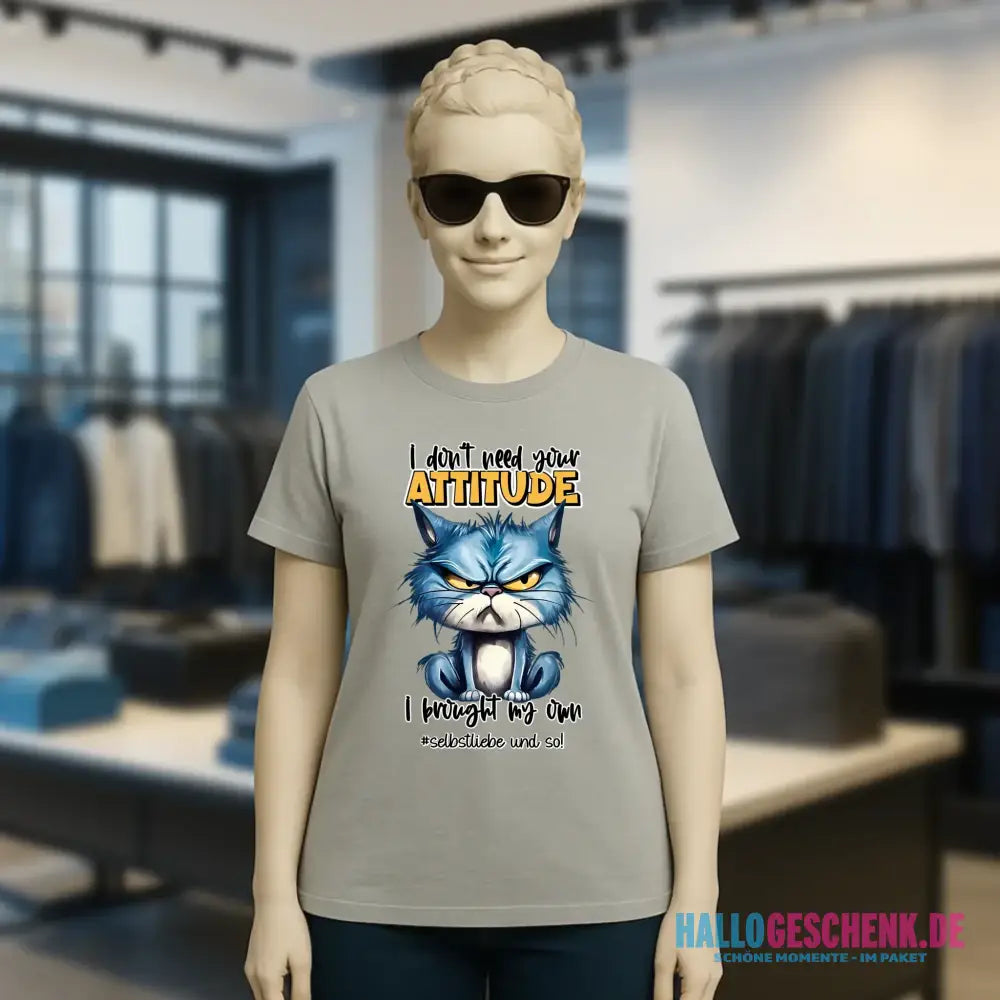 Ich brauche deine Meinung nicht - ich habe meine eigene • Katze • Ladies Premium T-Shirt XS-2XL aus Bio-Baumwolle für Damen • Exklusivdesign • personalisiert