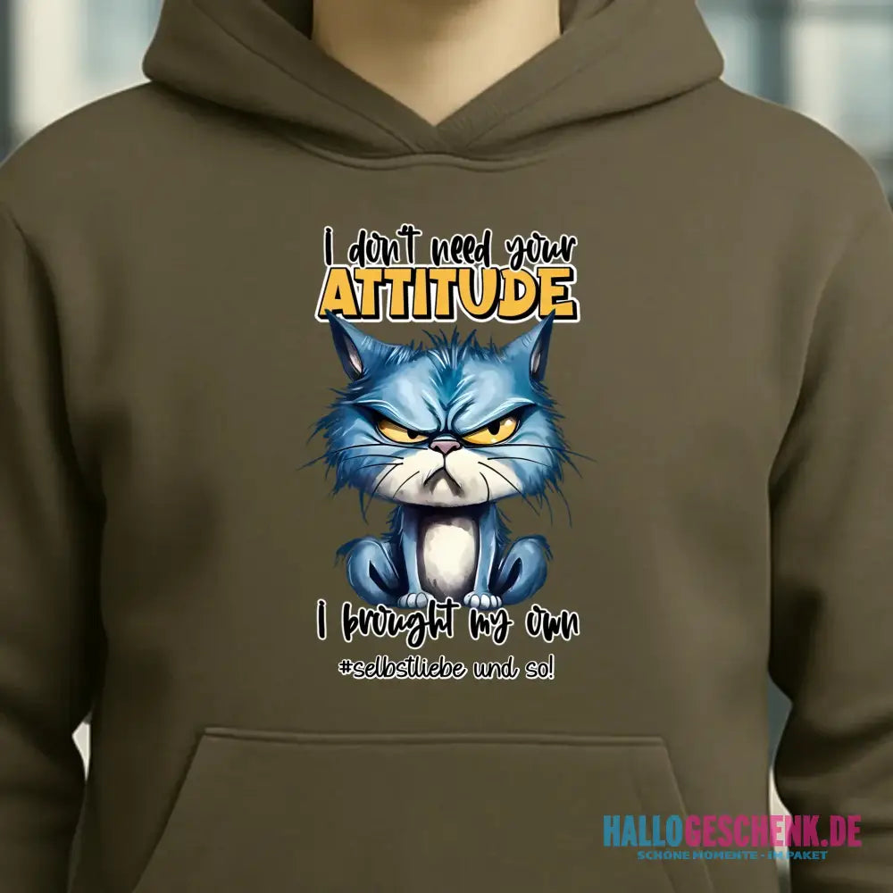 Ich brauche deine Meinung nicht - ich habe meine eigene • Katze • Unisex Premium Hoodie XS-5XL aus Bio-Baumwolle für Damen & Herren • Exklusivdesign • personalisiert
