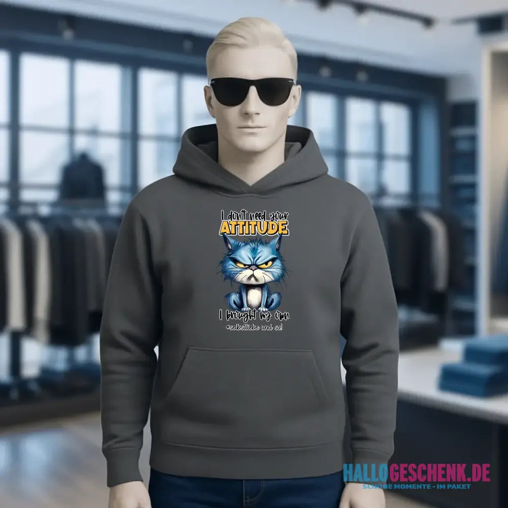 Ich brauche deine Meinung nicht - ich habe meine eigene • Katze • Unisex Premium Hoodie XS-5XL aus Bio-Baumwolle für Damen & Herren • Exklusivdesign • personalisiert